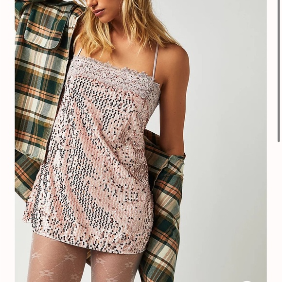 NWT Intimately By Free People That Girl Sequin Slip Dress In Pink Nectar size XS - Picture 5 of 6